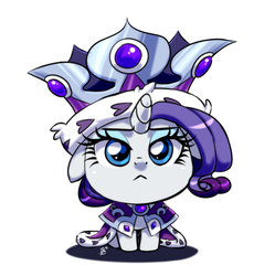 Size: 700x703 | Tagged: safe, artist:pia-sama, princess platinum, rarity, pony, unicorn, g4, hearth's warming eve (episode), :<, cape, chibi, clothes, crown, cute, daaaaaaaaaaaw, eyeshadow, female, filly, floppy ears, frown, hnnng, jewelry, lidded eyes, looking at you, makeup, raribetes, regalia, serious, serious face, simple background, smol, solo, white background