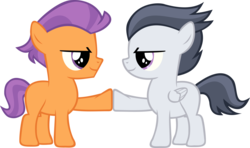 Size: 6146x3647 | Tagged: safe, artist:red4567, rumble, tender taps, earth pony, pegasus, pony, g4, best friends, colt, friendshipping, hoofbump, looking at each other, male, simple background, transparent background, vector