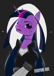 Size: 866x1200 | Tagged: safe, artist:oneofyouare, twilight sparkle, pony, g4, blushing, female, looking at you, piercing, solo