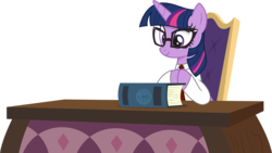 Size: 7680x4320 | Tagged: safe, artist:caliazian, twilight sparkle, alicorn, pony, g4, .ai available, absurd resolution, chair, clothes, cute, desk, eea rulebook, female, glasses, necktie, principal, shirt, simple background, solo, transparent background, twiabetes, twilight sparkle (alicorn), twilight's professional glasses, vector