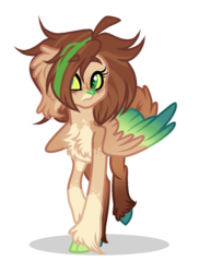 Size: 889x1221 | Tagged: safe, artist:mintoria, oc, oc only, oc:hazel, goat pony, pony, cloven hooves, female, simple background, solo, transparent background, two toned wings, wings