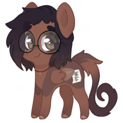 Size: 1024x1024 | Tagged: safe, artist:cinnamontee, oc, oc only, oc:alleda, pegasus, pony, chibi, female, glasses, heart, mare, simple background, solo, transparent background