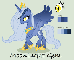 Size: 1024x824 | Tagged: safe, artist:aurora-light-x, oc, oc only, oc:moonlight gem, alicorn, pony, female, mare, parent:princess luna, parents:canon x oc, reference sheet, solo, watermark