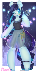 Size: 1921x3500 | Tagged: safe, artist:bunxl, coloratura, earth pony, anthro, unguligrade anthro, g4, arm hooves, clothes, cute, female, heart eyes, mare, microphone, see-through, smiling, solo, wingding eyes