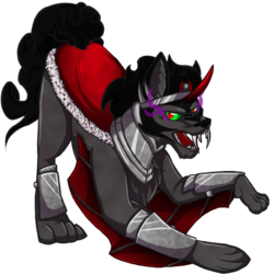 Size: 894x894 | Tagged: dead source, safe, artist:animedragonlover, king sombra, dog, wolf, g4, armor, curved horn, dogified, face down ass up, fangs, horn, male, simple background, solo, sombra eyes, species swap, transparent background, wolfified