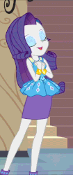 Size: 398x944 | Tagged: safe, screencap, rarity, equestria girls, fluttershy's butterflies, g4, my little pony equestria girls: better together, animated, beautiful, clothes, cropped, cute, eyes closed, eyeshadow, female, gif, makeup, pencil skirt, raribetes, rarity peplum dress, skirt, smiling, solo focus