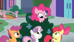 Size: 1920x1080 | Tagged: safe, screencap, apple bloom, pinkie pie, scootaloo, sweetie belle, g4, marks for effort, cutie mark crusaders