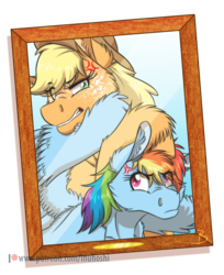 Size: 1212x1482 | Tagged: safe, artist:inuhoshi-to-darkpen, applejack, rainbow dash, earth pony, pegasus, pony, g4, non-compete clause, angry, cowboy hat, cross-popping veins, duo, fanart, female, freckles, hat, mare, patreon, patreon logo, picture, simple background, stetson, teacher, teacher of the month, transparent background