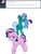 Size: 600x800 | Tagged: safe, artist:dekomaru, oc, oc only, oc:aurora, oc:hazel lulamoon, oc:nebula, pony, unicorn, tumblr:ask twixie, ask, bipedal, colt, female, filly, magical lesbian spawn, male, offspring, parent:trixie, parent:twilight sparkle, parents:twixie, tumblr, underhoof