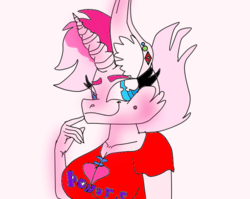 Size: 790x629 | Tagged: safe, artist:fuchsia flame, oc, oc:fuchsia flame, human, anthro, bedroom eyes, heart, implied ponut, looking at you, shading