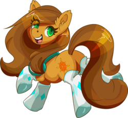 Size: 2619x2417 | Tagged: safe, artist:jennithedragon, oc, oc only, oc:firecracker sun, earth pony, pony, clothes, digital art, female, headphones, high res, looking at you, looking back, looking back at you, mare, simple background, socks, solo, transparent background, trotting