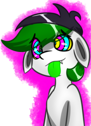 Size: 926x1280 | Tagged: safe, artist:askhypnoswirl, oc, earth pony, pony, bust, colored tongue, fangs, floppy ears, hypnosis, hypnotized, kaa eyes, simple background, tongue out, transparent background