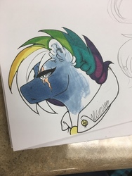 Size: 960x1280 | Tagged: safe, artist:nightmare-moons-throneroom, rainbow dash, pony, g4, alternate timeline, apocalypse dash, clothes, crystal war timeline, ear fluff, eye scar, female, frown, mare, partial color, scar, solo, torn ear, traditional art