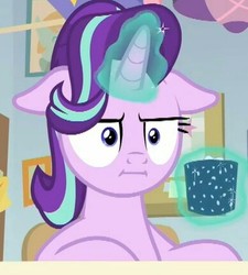 Size: 388x432 | Tagged: safe, screencap, starlight glimmer, pony, unicorn, g4, marks for effort, :i, chocolate, cropped, empathy cocoa, faic, female, floppy ears, food, glowing horn, guidance counselor, horn, hot chocolate, i mean i see, levitation, magic, mare, marshmallow, reaction image, solo, starlight glimmer is best facemaker, telekinesis