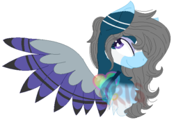 Size: 601x423 | Tagged: safe, artist:superrosey16, oc, oc only, oc:obsidia charm, pegasus, pony, colored wings, female, mare, multicolored wings, simple background, solo, transformation, transparent background, watermark