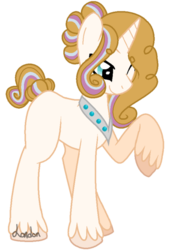 Size: 400x593 | Tagged: safe, artist:t-aroutachiikun, oc, oc only, oc:icing gale, pony, unicorn, magical lesbian spawn, male, offspring, parent:princess flurry heart, parent:pumpkin cake, parents:pumpkin heart, raised hoof, simple background, solo, stallion, transparent background