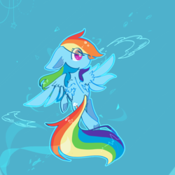 Size: 900x900 | Tagged: safe, artist:jisuppe, rainbow dash, pegasus, pony, g4, female, flying, mare, no mouth, simple background, solo, underhoof