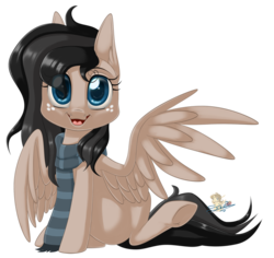 Size: 800x756 | Tagged: safe, artist:unisoleil, oc, oc only, oc:coco whooves, pegasus, pony, clothes, female, mare, parent:doctor whooves, scarf, simple background, solo, transparent background