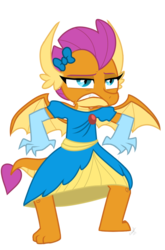 Size: 800x1214 | Tagged: safe, artist:emositecc, smolder, dragon, g4, school daze, annoyed, bow, clothes, cute, dragoness, dress, dressup, female, hilarious in hindsight, ribbon, show accurate, simple background, smolder also dresses in style, smolderbetes, transparent background
