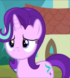 Size: 482x538 | Tagged: safe, edit, edited screencap, screencap, starlight glimmer, pony, g4, the parent map, animated, cropped, female, floppy ears, gif, i have no mouth and i must scream, no mouth, nose in the air, reaction image, sire's hollow, solo, sudden realization