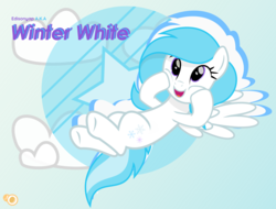 Size: 3250x2465 | Tagged: safe, artist:potato22, oc, oc only, oc:winter white, pony, cloud, female, high res, mare, smiling, solo, text, vector