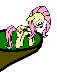 Size: 728x904 | Tagged: safe, artist:orddiffeqn, fluttershy, pegasus, pony, g4, cliff, cropped, simple background, white background