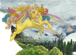 Size: 800x578 | Tagged: safe, artist:coldruru, ringlet, pony, g1, rainbow curl pony, solo