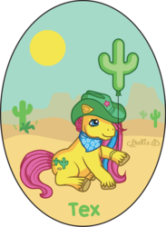 Size: 1263x1727 | Tagged: safe, artist:firstfear, tex, pony, g1, balloon, cactus, desert, simple background, solo, transparent background