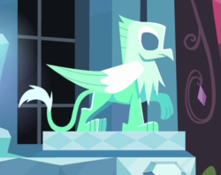 Size: 388x307 | Tagged: safe, screencap, g4, the crystal empire, cropped, crystal griffon, no pony, statue