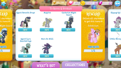 Size: 1280x720 | Tagged: safe, gameloft, bon bon, derpy hooves, jetstream, little strongheart, lyra heartstrings, mare do well, sea poppy, sweetie drops, bison, buffalo, earth pony, hippogriff, pegasus, pony, unicorn, g4, female, game screencap, goggles, male, mare, night guard, royal guard, secret agent sweetie drops, stallion