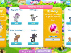 Size: 2048x1536 | Tagged: safe, gameloft, screencap, graff, little strongheart, pharynx, sea poppy, bison, buffalo, changeling, classical hippogriff, griffon, hippogriff, g4, chickub, fledgeling, game, game screencap