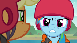 Size: 1280x720 | Tagged: safe, screencap, applejack, rainbow dash, g4, non-compete clause, angry