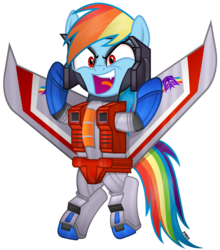 Size: 3880x4400 | Tagged: safe, artist:a4r91n, rainbow dash, pony, g4, angry, armor, bad end, bipedal, clash of hasbro's titans, crossover, cute, dark eyes, dashabetes, decepticon, evil grin, evil laugh, fangs, fusion, happy, insanity, irony, laughing, oh no, open mouth, pure unfiltered evil, red eyes, simple background, smiling, starscream, this is bad comedy, transformers, transparent background, vector, xk-class end-of-the-world scenario