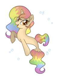 Size: 1024x1334 | Tagged: safe, artist:mintoria, oc, oc only, oc:painter splash, seapony (g4), rainbow hair, seaponified, simple background, solo, species swap, transparent background