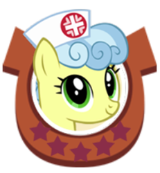 Size: 250x271 | Tagged: safe, gameloft, nurse coldheart, nurse snowheart, earth pony, pony, g4, bust, female, hat, mare, nurse, nurse hat, smiling, solo