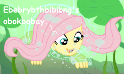 Size: 980x588 | Tagged: safe, artist:php43, edit, fluttershy, equestria girls, g4, the cutie mark chronicles, blowing bubbles, breathplay, bubble, cute, equestria girls interpretation, equestria girls-ified, gurgling, ms paint, pond, scene interpretation, show accurate, underwater, watershy