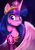 Size: 2787x3989 | Tagged: safe, artist:imalou, twilight sparkle, alicorn, pony, g4, 2018, beautiful, cheek fluff, clothes, cute, detailed, ear fluff, element of magic, everfree northwest, female, fluffy, glowing, gradient background, high res, leg fluff, looking at you, mare, neck fluff, open mouth, solo, sparkles, spread wings, twiabetes, twilight sparkle (alicorn), wide eyes, wings