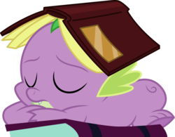 Size: 1013x789 | Tagged: safe, artist:dashiesparkle, spike, dragon, amending fences, g4, book, cute, eyes closed, male, prone, simple background, sleeping, solo, transparent background, vector