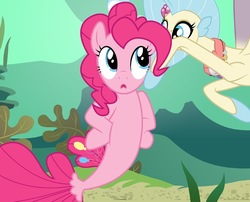 Size: 717x580 | Tagged: safe, artist:mlp-silver-quill, pinkie pie, princess skystar, earth pony, pony, seapony (g4), g4, my little pony: the movie, crepuscular rays, cropped, cute, d:, diapinkes, dorsal fin, female, fin, fin wings, fins, fish tail, flower, flower in hair, flowing mane, flowing tail, freckles, glowing, hooves on hips, jewelry, looking at each other, looking at someone, mare, necklace, ocean, open mouth, pearl necklace, scales, seaponified, seapony pinkie pie, seaquestria, seashell necklace, seaweed, show accurate, smiling, smiling at each other, species swap, sunlight, swimming, tail, that pony sure does love being a seapony, underwater, water, whispering, wings