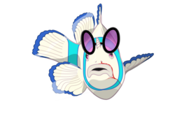 Size: 638x424 | Tagged: safe, artist:bradleyeighth, dj pon-3, vinyl scratch, fish, pony, unicorn, g4, blood, clownfish, female, fishified, nosebleed, not salmon, open mouth, salmon yet not salmon, simple background, solo, species swap, transparent background, vector, wat