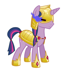 Size: 1440x1584 | Tagged: safe, artist:thecheeseburger, twilight sparkle, pony, g4, alternate universe, armor, dusk shine, helmet, male, rule 63, simple background, solo, sombra eyes, stallion, transparent background