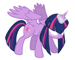 Size: 1800x1440 | Tagged: safe, artist:thecheeseburger, twilight sparkle, alicorn, pony, g4, alternate universe, corrupted twilight sparkle, evil, female, glowing eyes, magic, mare, partially open wings, simple background, solo, transparent background, twilight sparkle (alicorn), wings