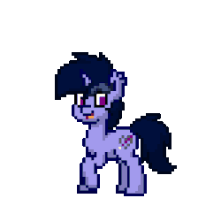 Size: 2000x2000 | Tagged: safe, artist:php142, oc, oc only, oc:purple flix, pony, unicorn, pony town, animated, cute, dancing, ear fluff, happy, high res, looking at you, simple background, solo, transparent background