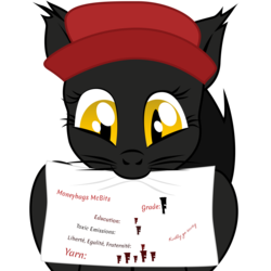 Size: 5000x5000 | Tagged: safe, artist:aaronmk, oc, oc only, oc:sabotage, sphinx, absurd resolution, female, hat, mouth hold, report card, simple background, solo, sphinx oc, transparent background