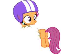Size: 6000x5322 | Tagged: safe, artist:ithinkitsdivine, scootaloo, pony, g4, sleepless in ponyville, absurd resolution, butt, female, filly, helmet, now you're thinking with portals, plot, portal, scootabutt, show accurate, simple background, solo, transparent background, vector