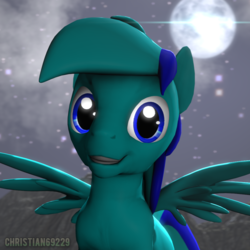Size: 1024x1024 | Tagged: safe, artist:christian69229, oc, oc only, oc:sky gamer, pegasus, pony, 3d, bust, flying, looking at you, male, portrait, smiling, solo, source filmmaker, stallion
