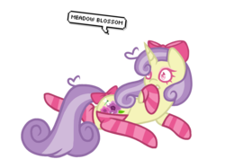 Size: 1234x872 | Tagged: safe, artist:chococakebabe, oc, oc only, oc:meadow blossom, pony, unicorn, bow, clothes, female, hair bow, mare, simple background, socks, solo, striped socks, tail bow, transparent background