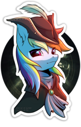 Size: 1400x2200 | Tagged: safe, artist:ghst-qn, rainbow dash, pony, g4, bloodborne, bust, clothes, crossover, female, hat, mare, portrait, simple background, solo, transparent background