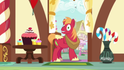 Size: 1920x1080 | Tagged: safe, screencap, big macintosh, earth pony, pony, g4, the break up breakdown, crying, discovery family logo, doorway, male, solo, stallion, teary eyes