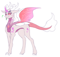 Size: 3072x2915 | Tagged: safe, artist:anyatrix, oc, oc only, oc:grub, dragonling, hybrid, female, high res, interspecies offspring, offspring, parent:pharynx, parent:princess ember, parents:embrynx, simple background, solo, white background